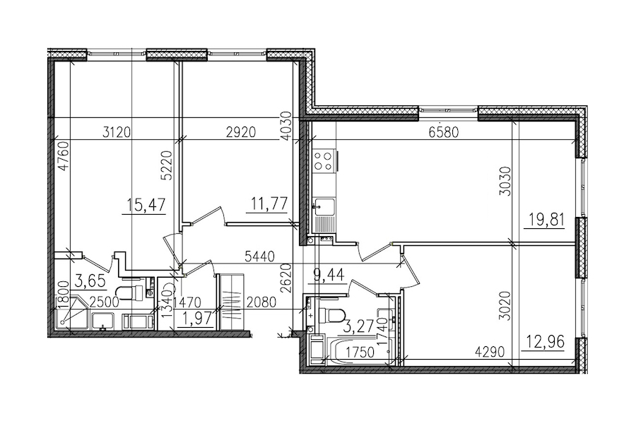 3-комнатная квартира 78.34 м², 1/10 эт., ЖК «Jaanila Drive»